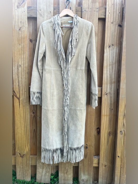 Jackets & Blazers - Ladies long leather fringed coat